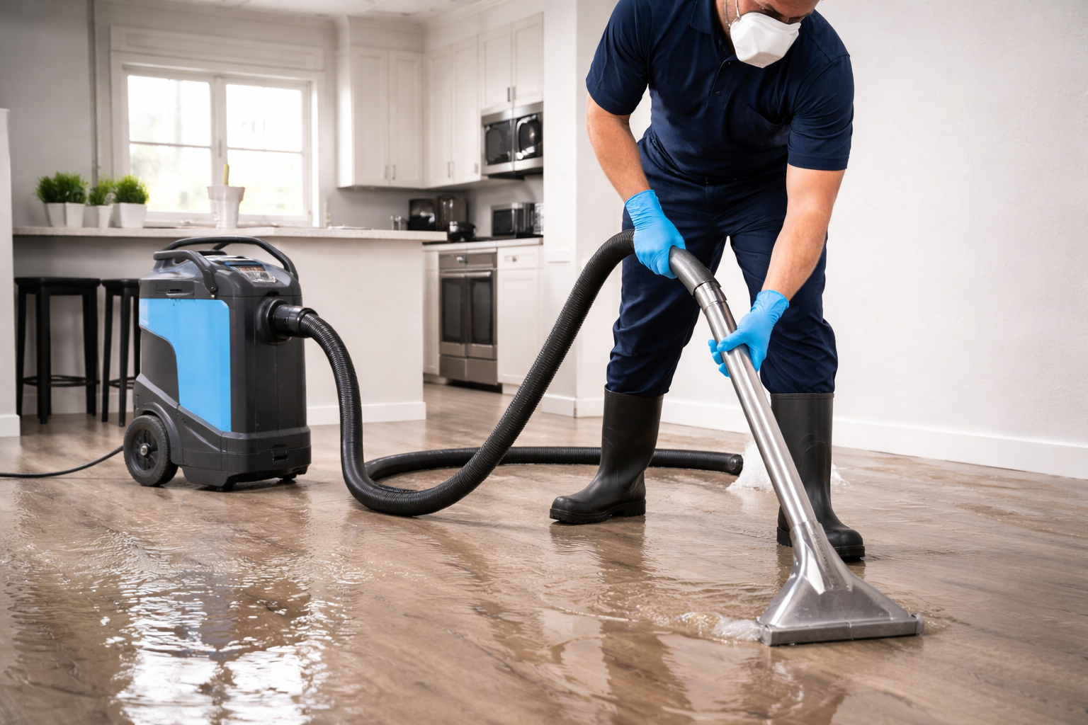 technician performing water extraction